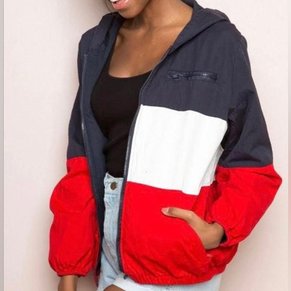 Brandy Melville Red White and Navy Jacket